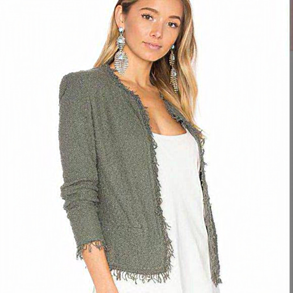 Iro Cotton‎ Shavani Fringe Jacket Blazer Women Sz 38